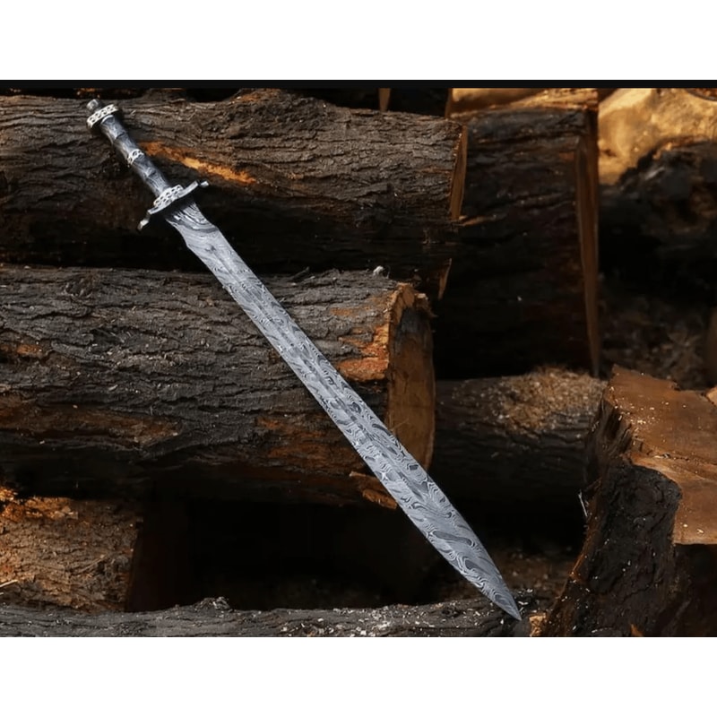 HandForged Damascus Steel Sword Custom Handmade Viking Style Full Tang Blade Collectible Damascus 0