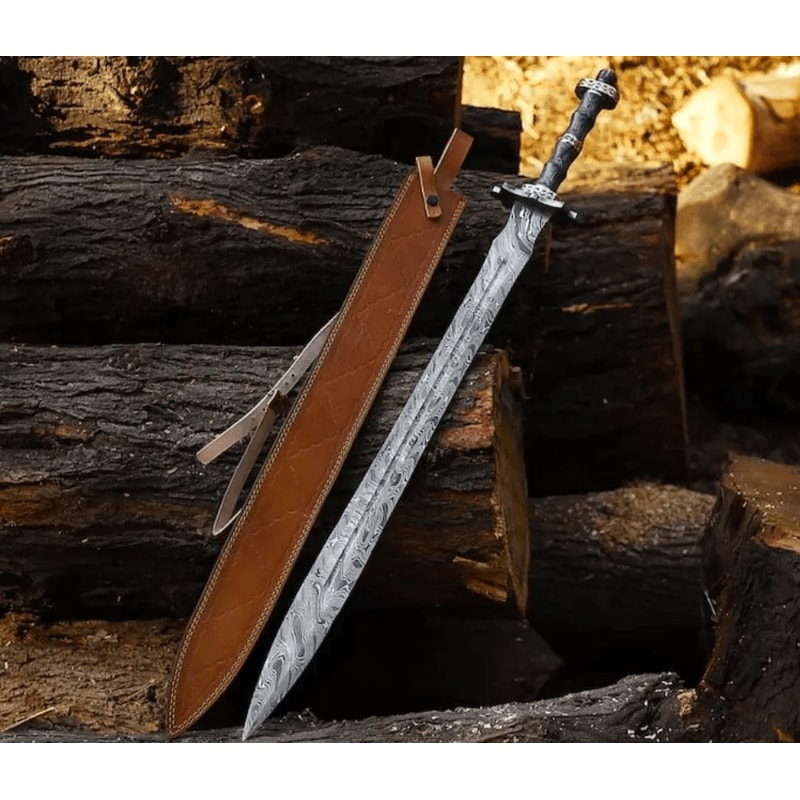 HandForged Damascus Steel Sword Custom Handmade Viking Style Full Tang Blade Collectible Damascus 1