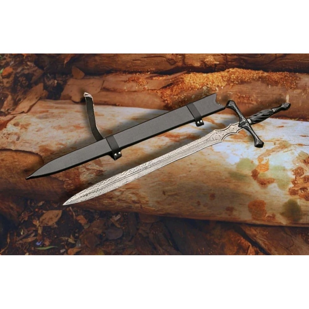 Custom Fantasy Medieval Sword Handmade Viking Replica Damascus Steel Cosplay Display 0