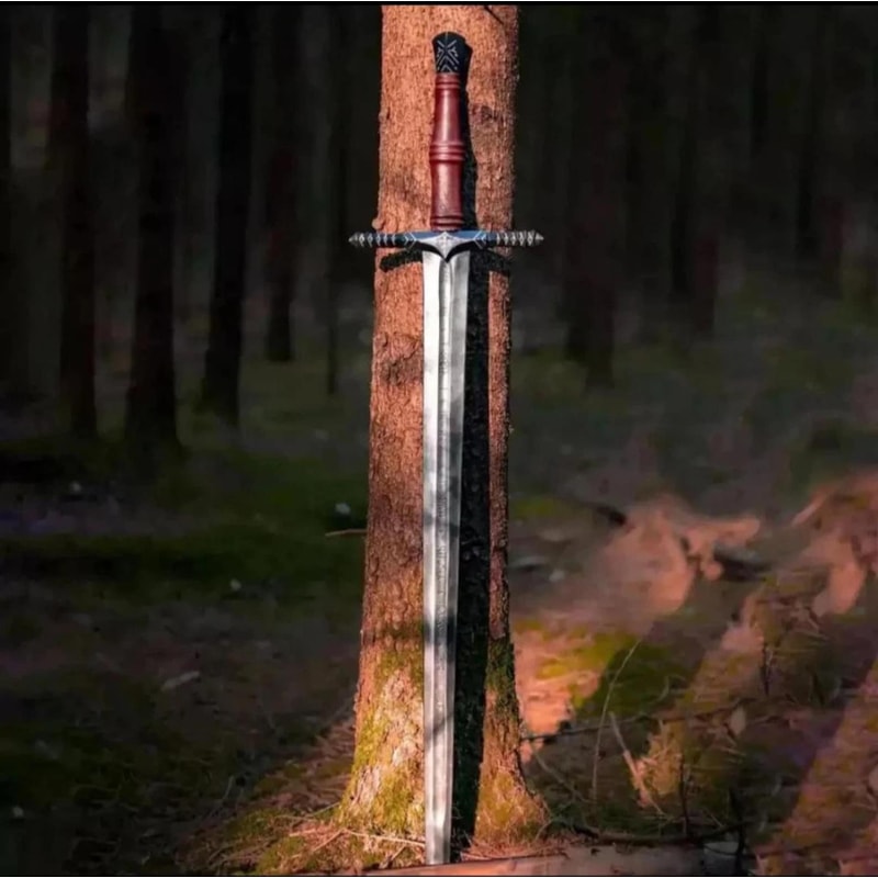 Handcrafted Carbon Steel Viking Greatsword Medieval Display Sword With Leather Scabbard Collector 1
