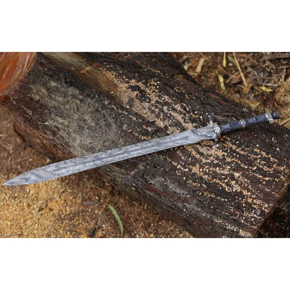 HandForged Damascus Steel Sword Custom Handmade Viking Style Full Tang Blade 2
