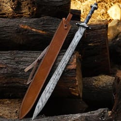 hand-forged damascus steel sword | custom handmade viking style full tang blade
