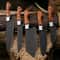 Forged Chef Knife Set 5 Piece Black Hammered Kitchen Knives With Wooden Handles 0
