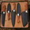 Forged Chef Knife Set 5 Piece Black Hammered Kitchen Knives With Wooden Handles 1