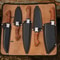 Forged Chef Knife Set 5 Piece Black Hammered Kitchen Knives With Wooden Handles 1