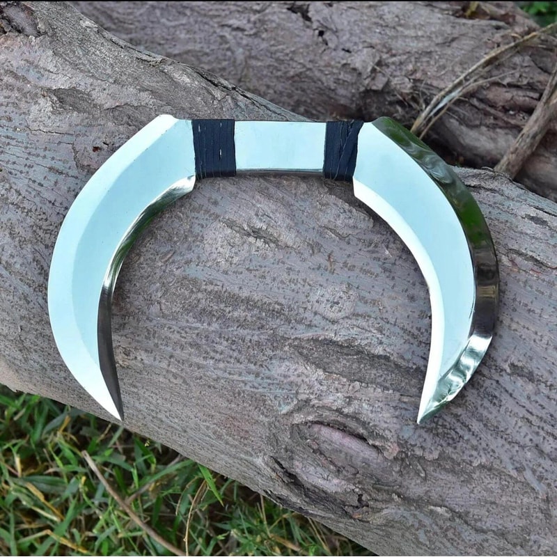 Handmade Crescent Blade Engraved VikingStyle Collectible Unique Fantasy Knife 2