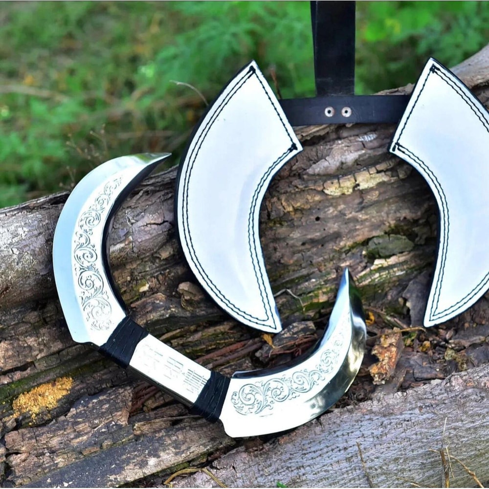 Handmade Crescent Blade Engraved VikingStyle Collectible Unique Fantasy Knife 4