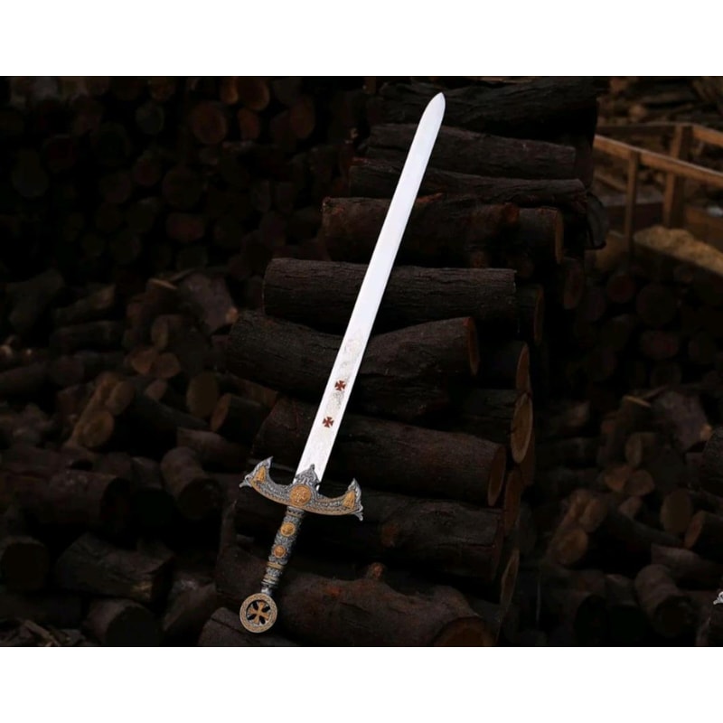 Medieval Knight Long Sword Replica 38 Inch Handcrafted Crusader Fantasy Display Blade Decorative 3