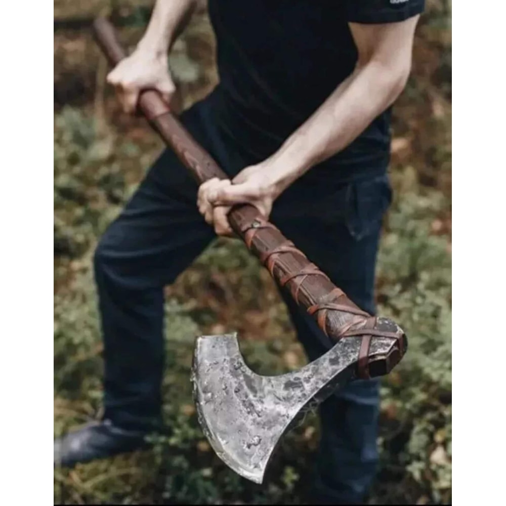 Rugged Viking Battle Axe HandForged Bearded Axe With Long Handle 1