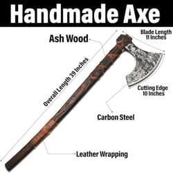 rugged viking battle axe | hand-forged bearded axe with long handle
