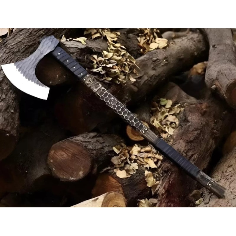 Rugged Viking Battle Axe HandForged Bearded Axe With Long Handle 3