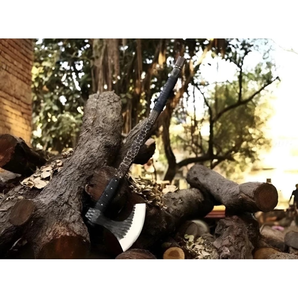 Rugged Viking Battle Axe HandForged Bearded Axe With Long Handle 4