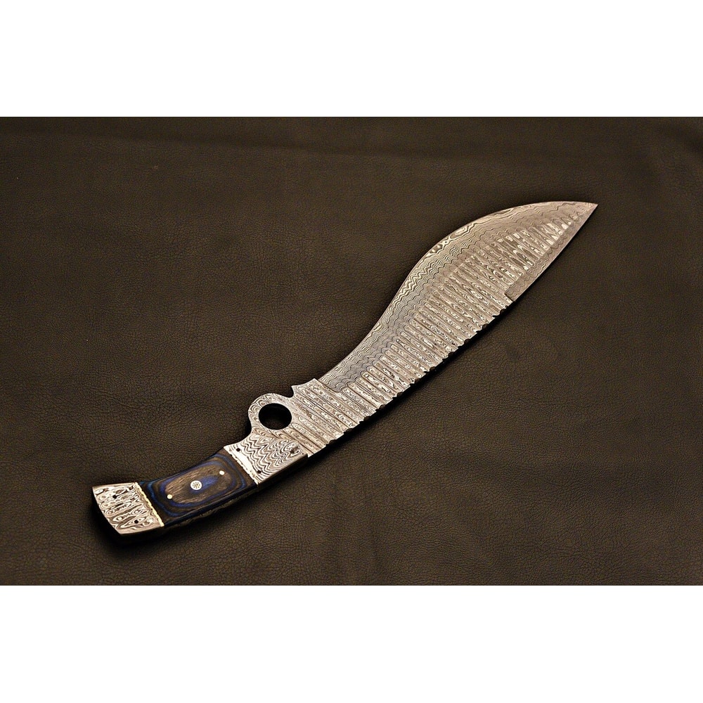 Handmade Damascus Bowie Knife Camping EDC Fixed Blade With Leather Sheath 7