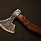 Handmade Viking Axe Etched Carbon Steel Blade With Rosewood Handle Display Piece Christmas Gift 4