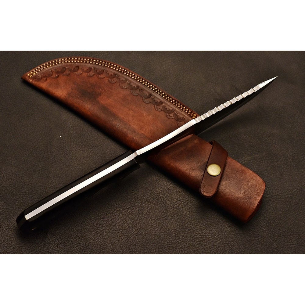 Handmade Tracker Knife 1095 High Carbon Steel Field Blade With Leather Sheath Birthday Gift Anni 3