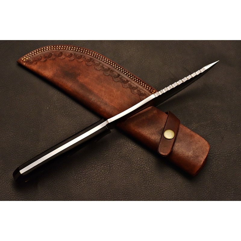 Handmade Tracker Knife 1095 High Carbon Steel Field Blade With Leather Sheath Birthday Gift Anni 3