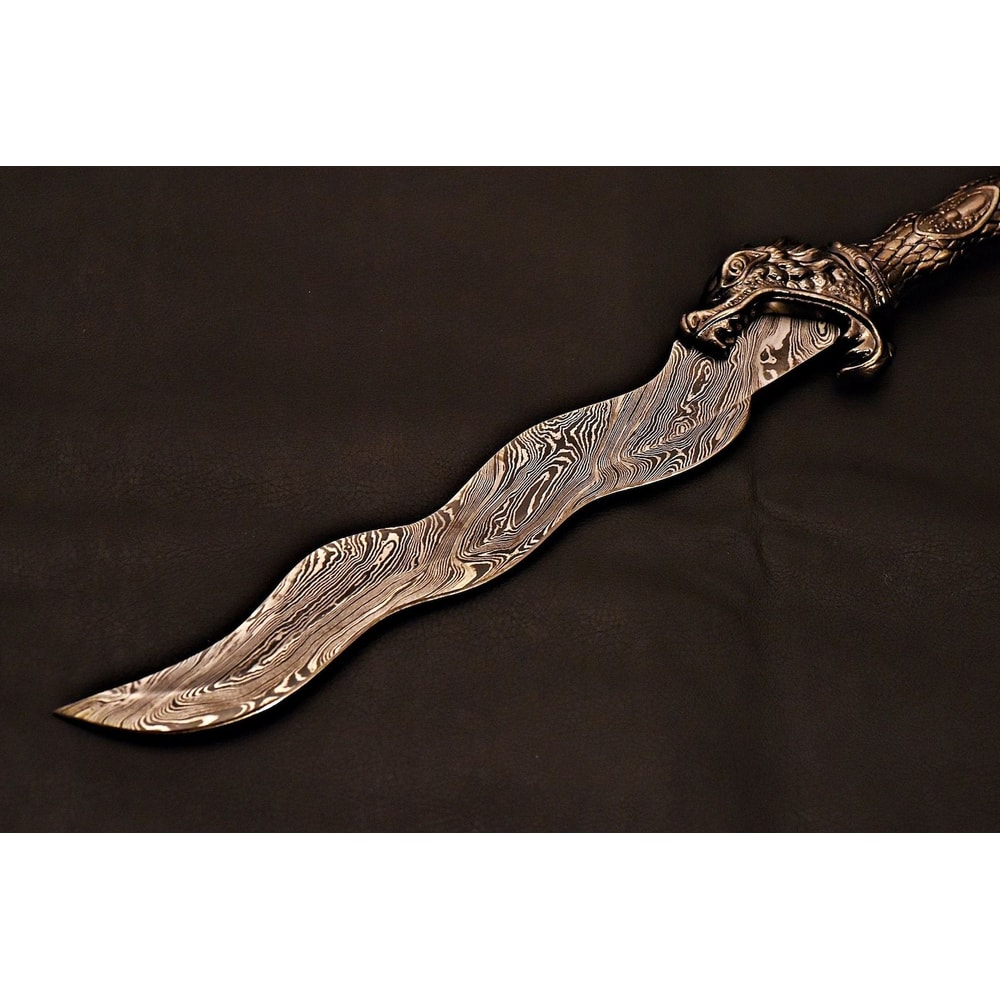 Artisan Damascus Steel Sword Unique Wavy Blade Collectible Anniversary Gifts Room Showcases 2
