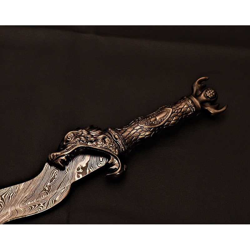 Artisan Damascus Steel Sword Unique Wavy Blade Collectible Anniversary Gifts Room Showcases 3