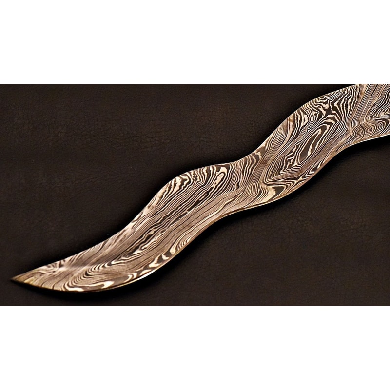 Artisan Damascus Steel Sword Unique Wavy Blade Collectible Anniversary Gifts Room Showcases 5