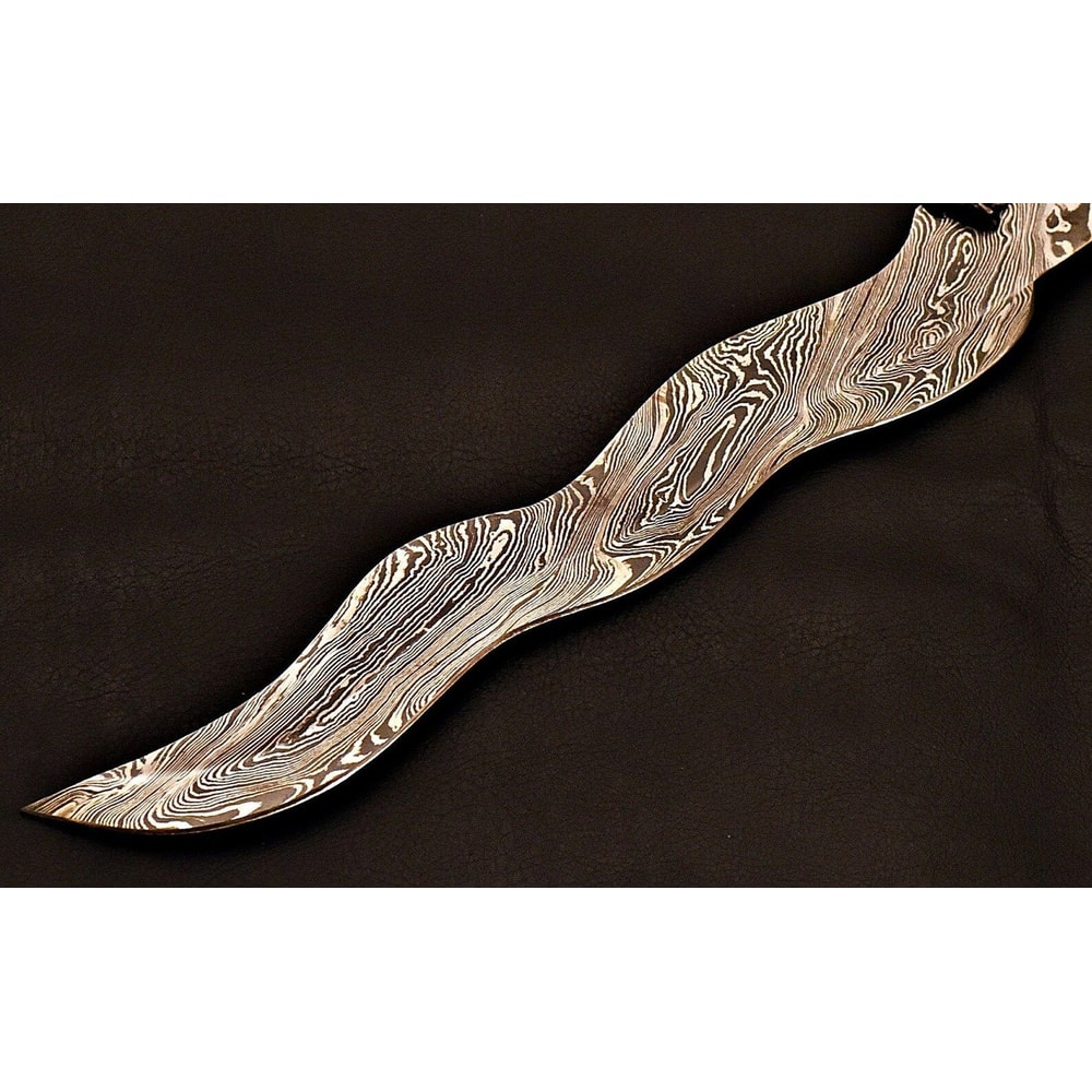 Artisan Damascus Steel Sword Unique Wavy Blade Collectible Anniversary Gifts Room Showcases 6