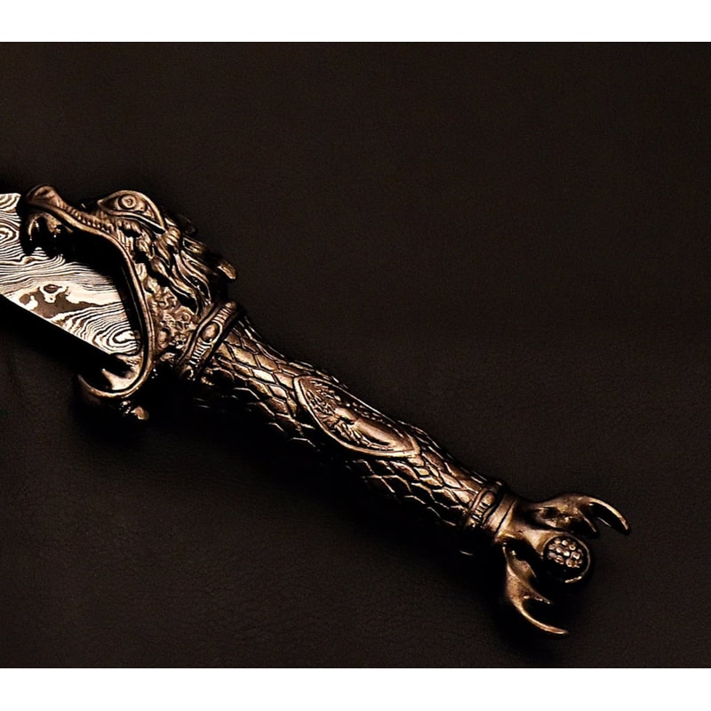 Artisan Damascus Steel Sword Unique Wavy Blade Collectible Anniversary Gifts Room Showcases 7