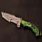 Artisan Damascus Tracker Knife Green Hardwood Handle Fixed Blade Anniversary Gifts 3