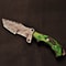Artisan Damascus Tracker Knife Green Hardwood Handle Fixed Blade Anniversary Gifts 3