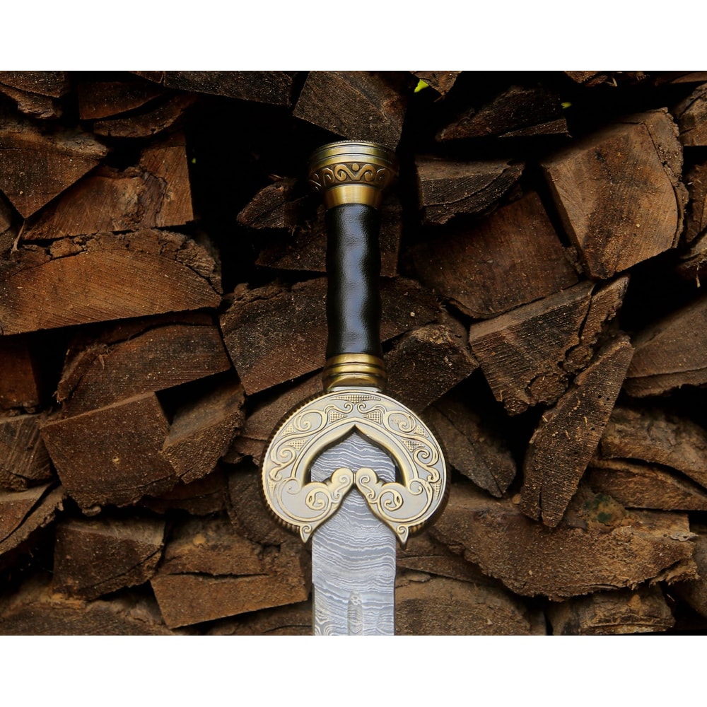 Damascus Steel Viking Sword 35 Handmade Decorative Collector Sword With Sheath Gift BF GIFT Weddi 1