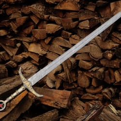 engraved damascus steel knight sword 36" handmade medieval replica collector gift