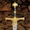 Hand Forged Damascus Steel Medieval Knight Sword 36 Gold Hilt Handmade Collector Blade 1