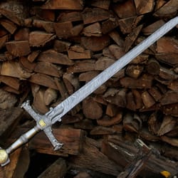 handmade damascus steel sword 40" ornate medieval longsword decorative warrior blade