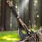 Steel Viking Double Blade Axe Carved Wood Handle Collectible Outdoor Tool Double Blade Axe 6