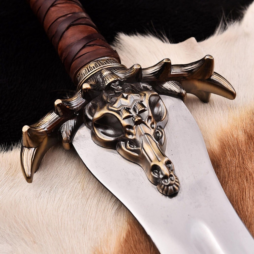 Forged Viking Sword Steel Medieval Norse Replica Collectible Blade With Leather Sheath 3