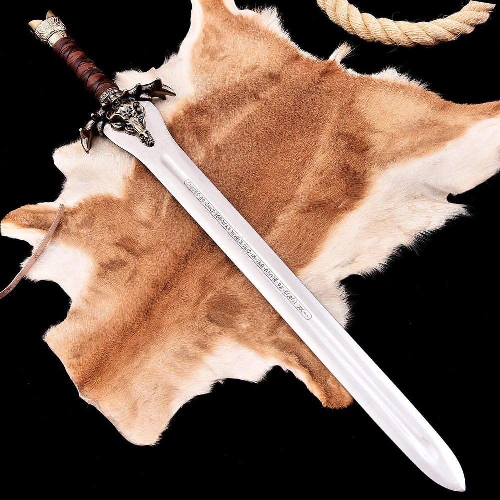 Forged Viking Sword Steel Medieval Norse Replica Collectible Blade With Leather Sheath 4