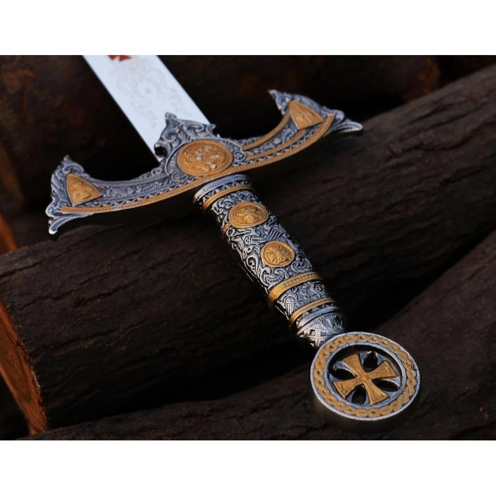 Medieval Knight Long Sword Replica Handcrafted Crusader Blade Fantasy Decor Display 3