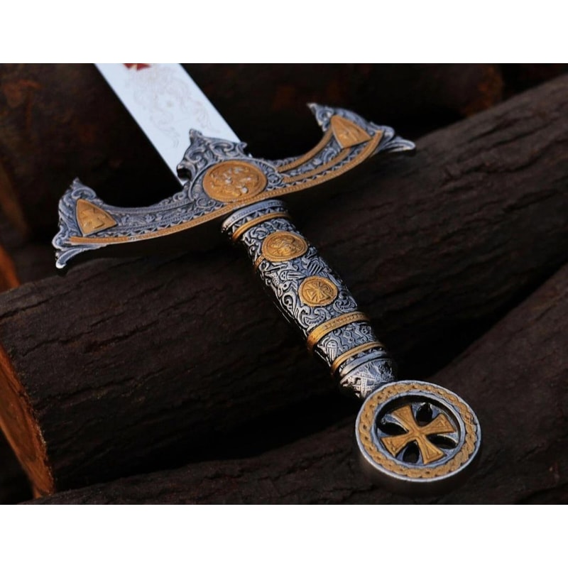 Medieval Knight Long Sword Replica Handcrafted Crusader Blade Fantasy Decor Display 3