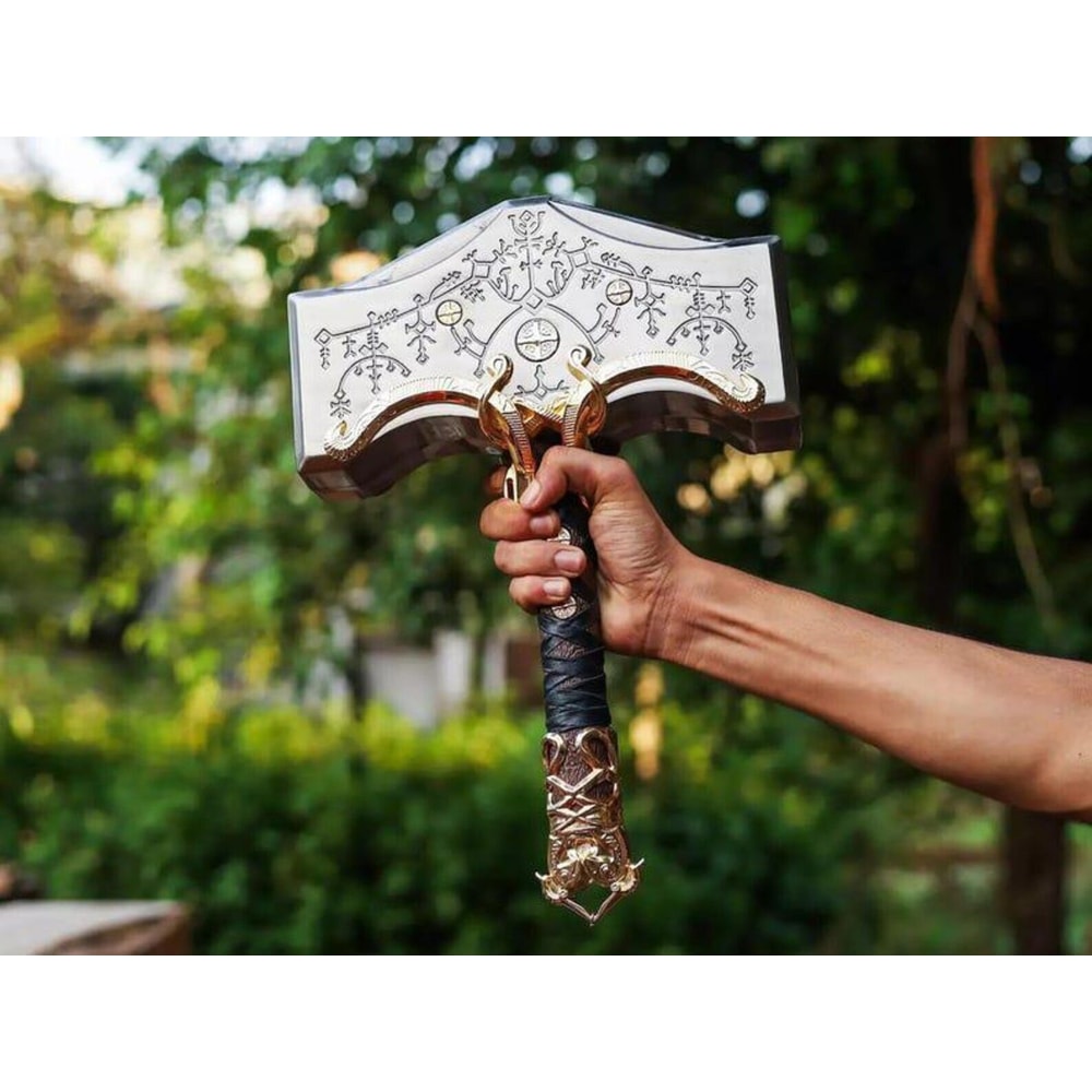 Viking Thor Hammer God Of War Ragnarok Mjolnir Replica Collectible Cosplay Decor 0
