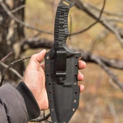 tactical knife sleipner steel full tang stonewashed blade black compact handle