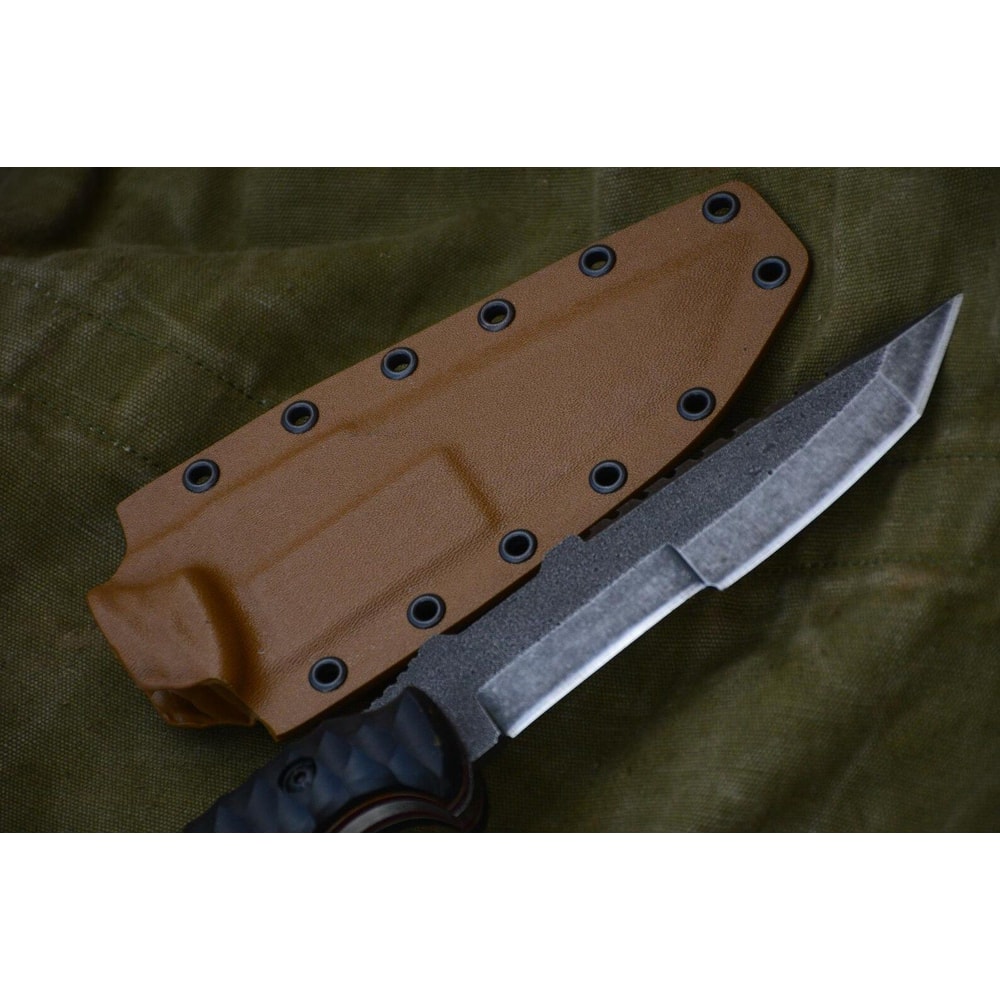 Tactical Knife Sleipner Steel Full Tang Stonewashed Blade Black Compact Handle 5