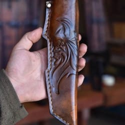 tracker knife sleipner steel full tang outdoor knife with walnut wood handle stonewashed finish | camping knife | bf gif