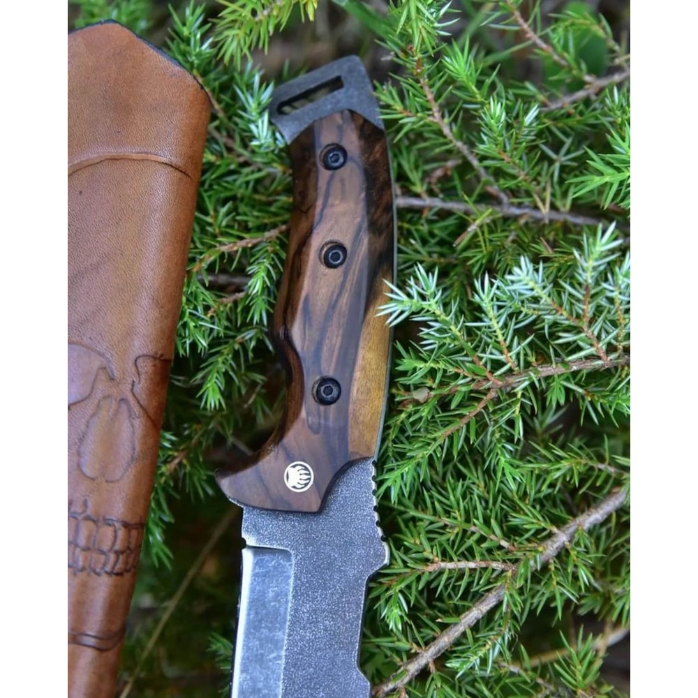 Tracker Knife Sleipner Steel Full Tang Outdoor Knife With Walnut Wood Handle Stonewashed Finish Ca 4