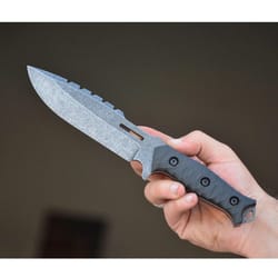 compact combat knife in sleipner steel with rugged stonewashed finish