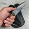 Damascus Hunting EDC Knife With Leather Sheath Walnut Wood Handle 1