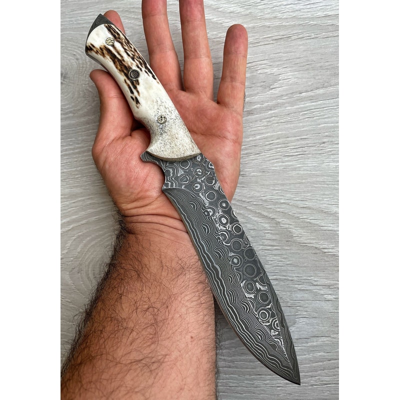 Premium Full Tang Damascus Steel Hunting Knife For Camping Bushcraft Use 5