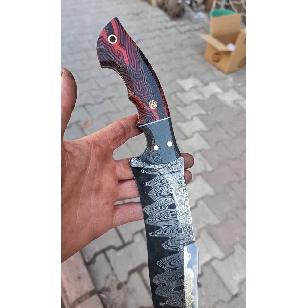 Damascus Hunting Knife With Micarta Grip Tactical Outdoor Survival Blade 8