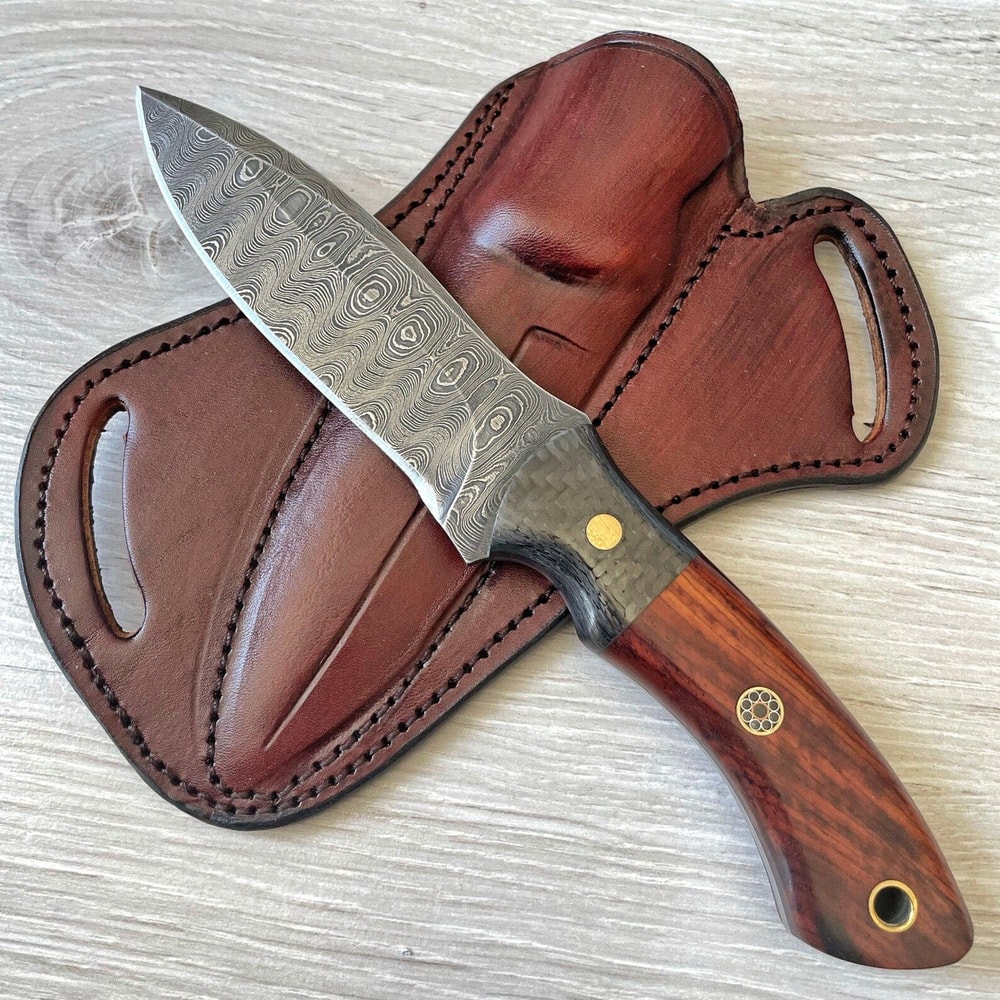 Damascus Hunting Knife 150 Layers Blacksmith Made Camping Knife Cocobolo Wood Handle 7