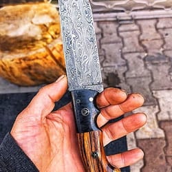 premium 150 layer damascus steel outdoor knife with cocobolo carbon fiber grip