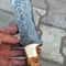 Handmade Damascus Camping Knife Chestnut Wood Handle Outdoor Survival Blade 2