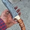 Handmade Damascus Camping Knife Chestnut Wood Handle Outdoor Survival Blade 0