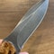 Damascus Hunting EDC Knife With Chestnut Wood Handle Leather Sheath 1
